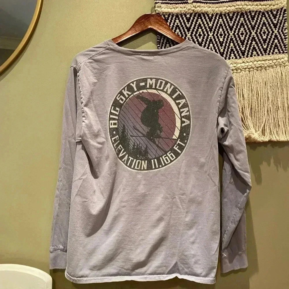 BLUE 84 BIG SKY MONTANA GRAY PURPLE LONG SLEEVE GRAPHIC TOP SIZE M - Picture 2 of 4